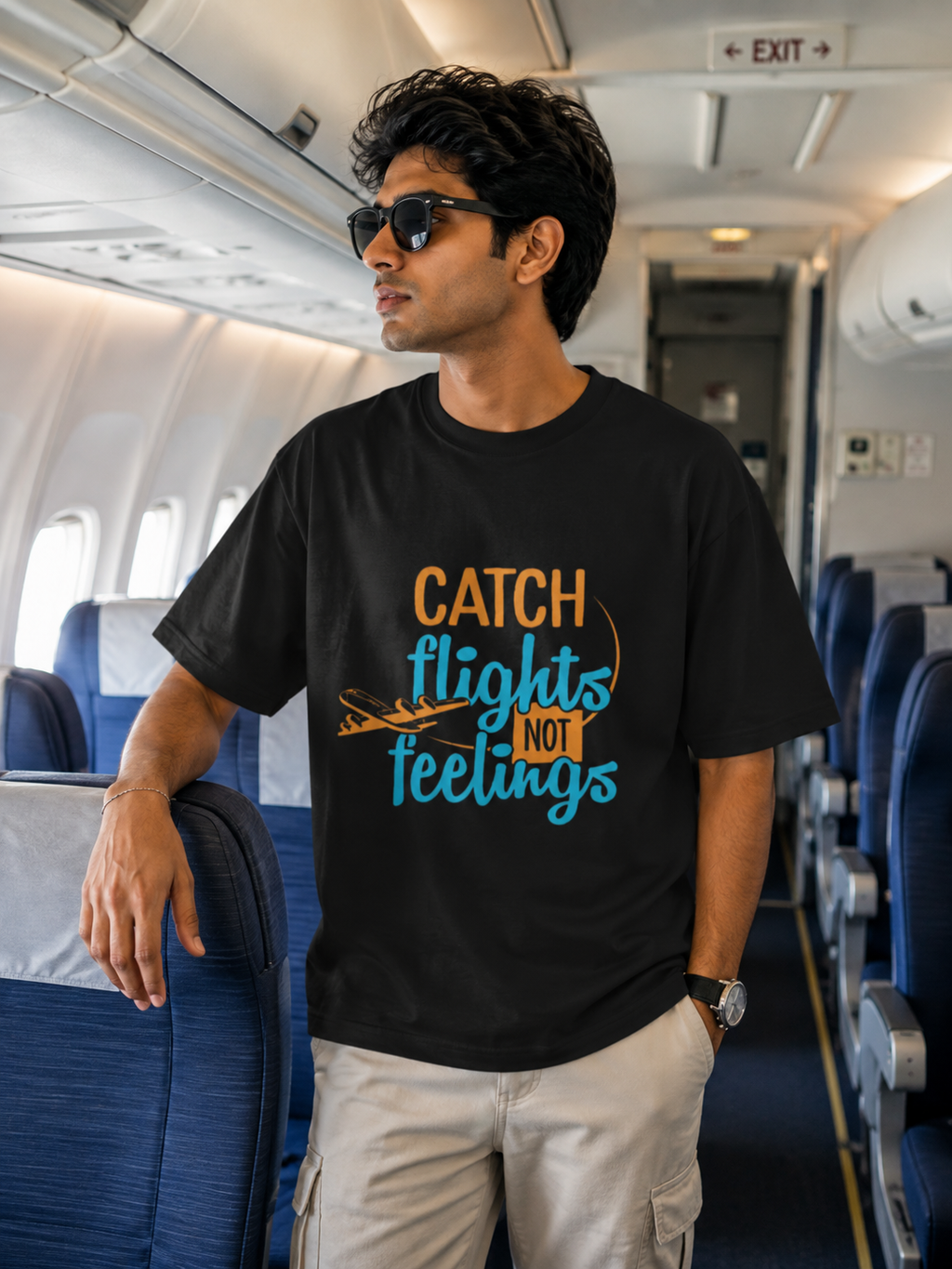 "Catch Flights Not Feelings" Oversized T-Shirt