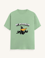 Front view of an off-white unisex classic crew t-shirt featuring a cartoon duck graphic with the text "NOT MY PROBLEM!" printed across the chest.