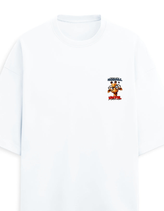 A white short-sleeve crewneck t-shirt featuring a small graphic print on the left chest of Marvel's Black Panther.